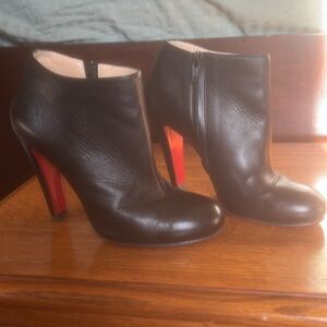 Authentic Christian Louboutin black leather booties